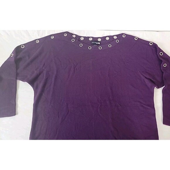 Antthony Originals Tunic Sweater Sz M Purple Pullover Grommets @ Collar & Sleeve - Picture 3 of 10